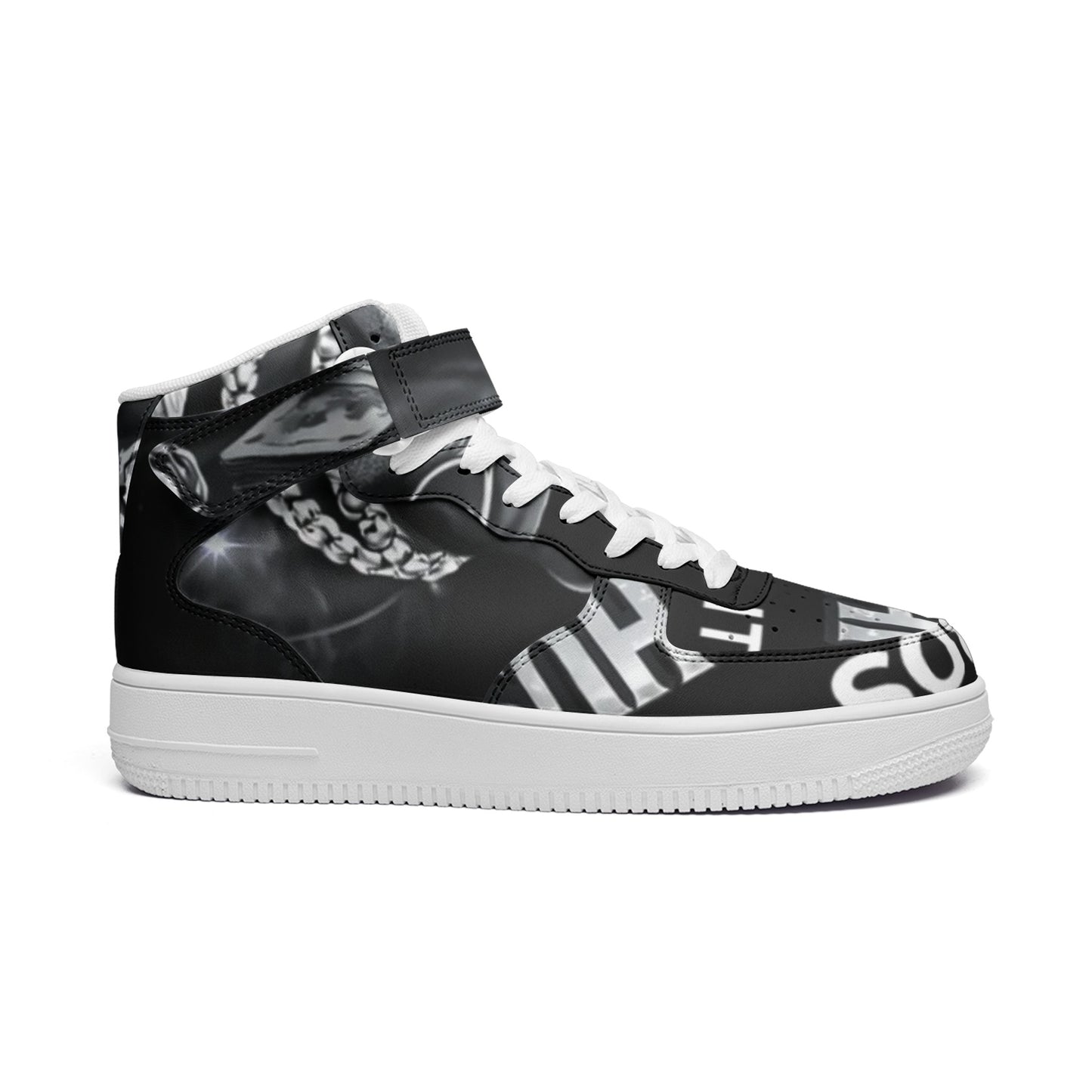 BOBOS BLACK AND WHITE HUSTLE high Top Leather Sneakers