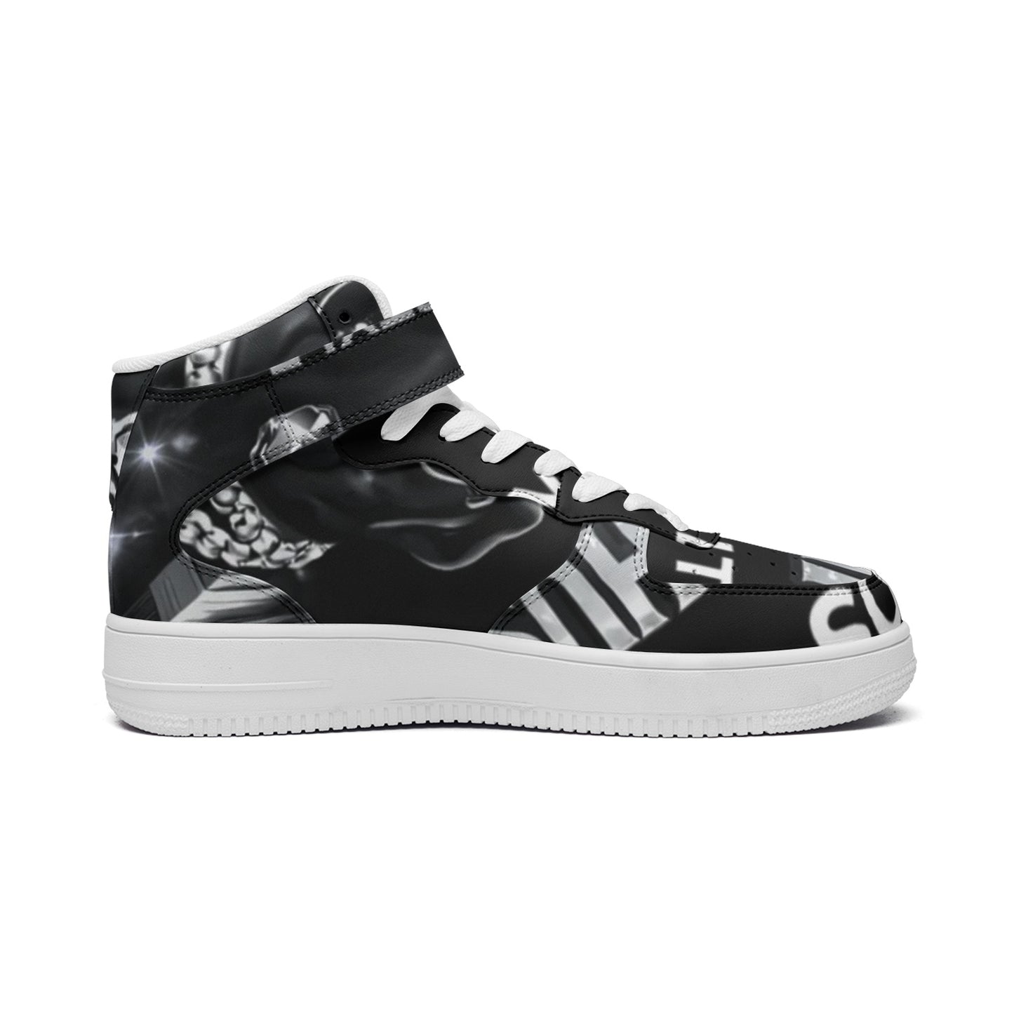 BOBOS BLACK AND WHITE HUSTLE high Top Leather Sneakers