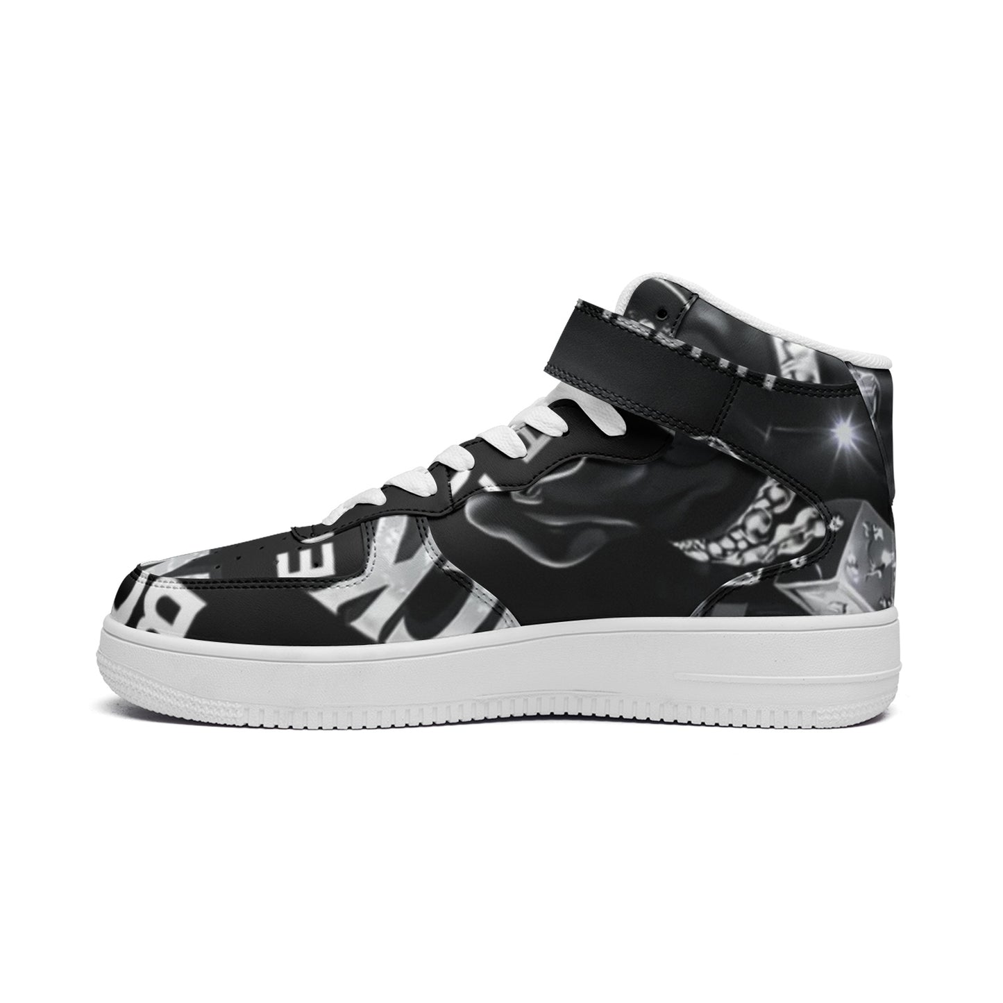 BOBOS BLACK AND WHITE HUSTLE high Top Leather Sneakers