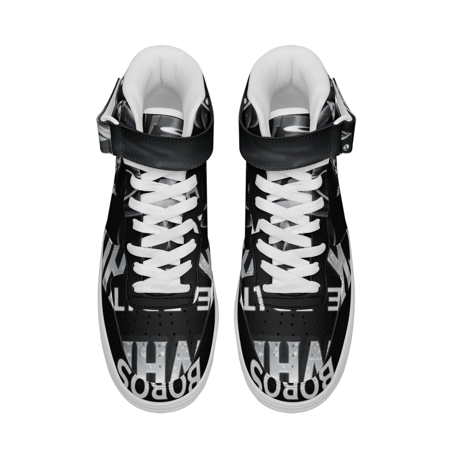 BOBOS BLACK AND WHITE HUSTLE high Top Leather Sneakers