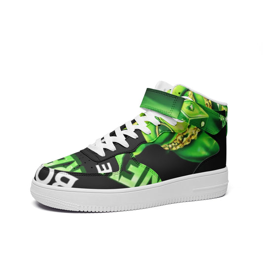 BOBOS MONEY GREEN HUSTLE high Top Leather Sneakers
