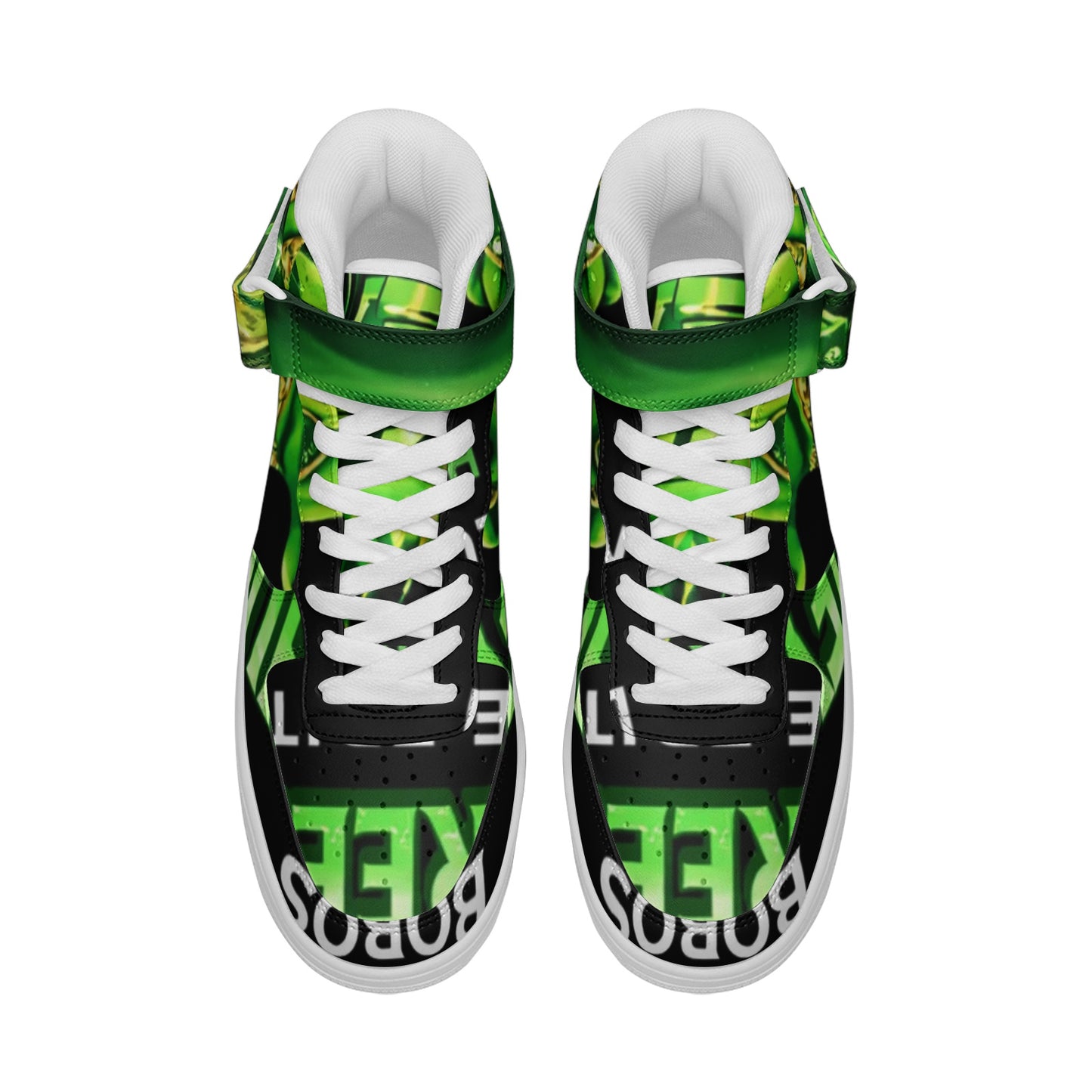 BOBOS MONEY GREEN HUSTLE high Top Leather Sneakers