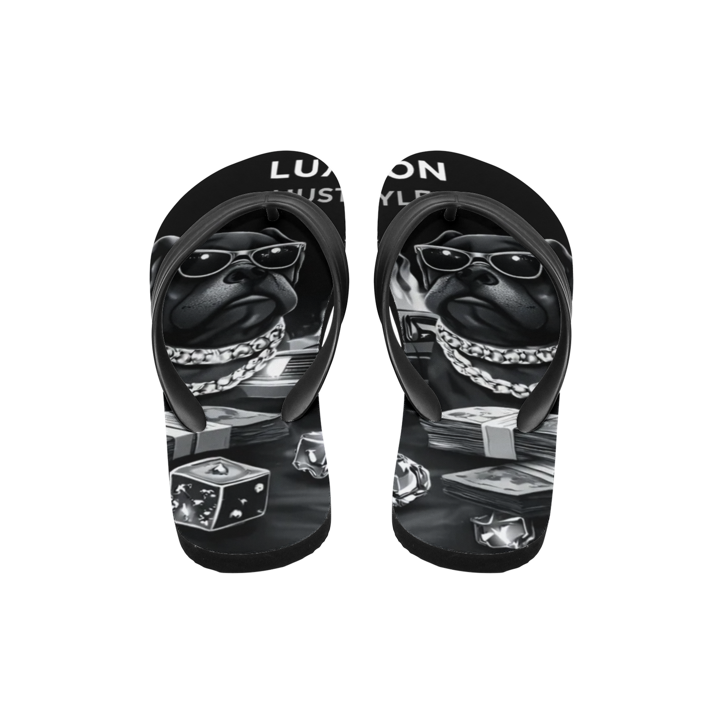 BOBOS BLACK AND WHITE HUSTLE Flip Flops
