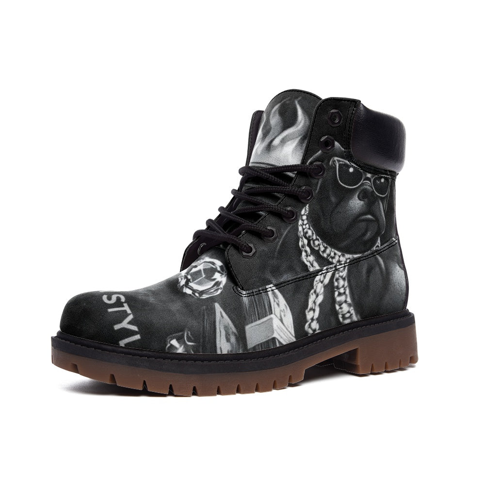 BOBOS BLACK AND WHITE leather Lightweight boots TB