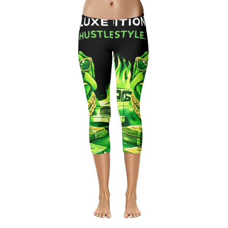 MONEY GREEN HUSTLE Capri Leggings