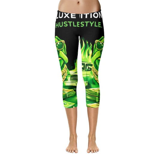 MONEY GREEN HUSTLE Capri Leggings