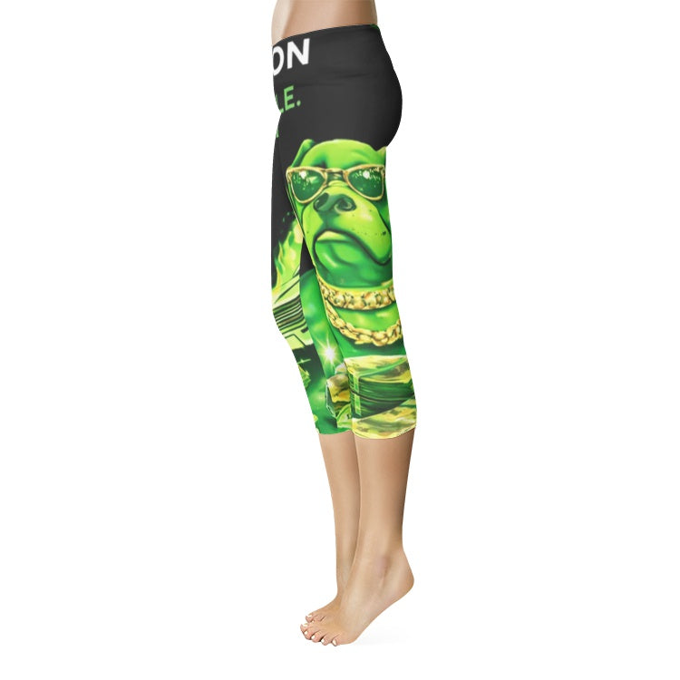 MONEY GREEN HUSTLE Capri Leggings