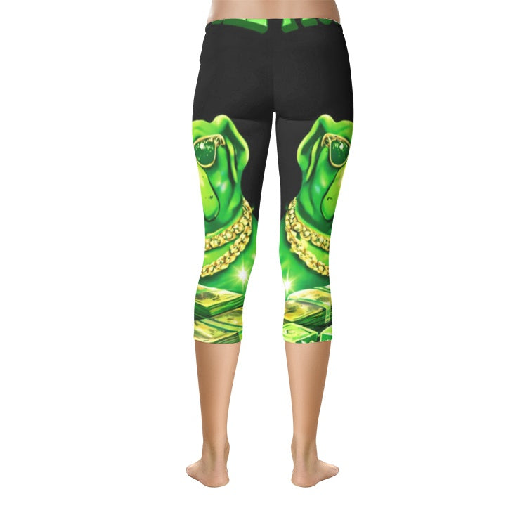 MONEY GREEN HUSTLE Capri Leggings