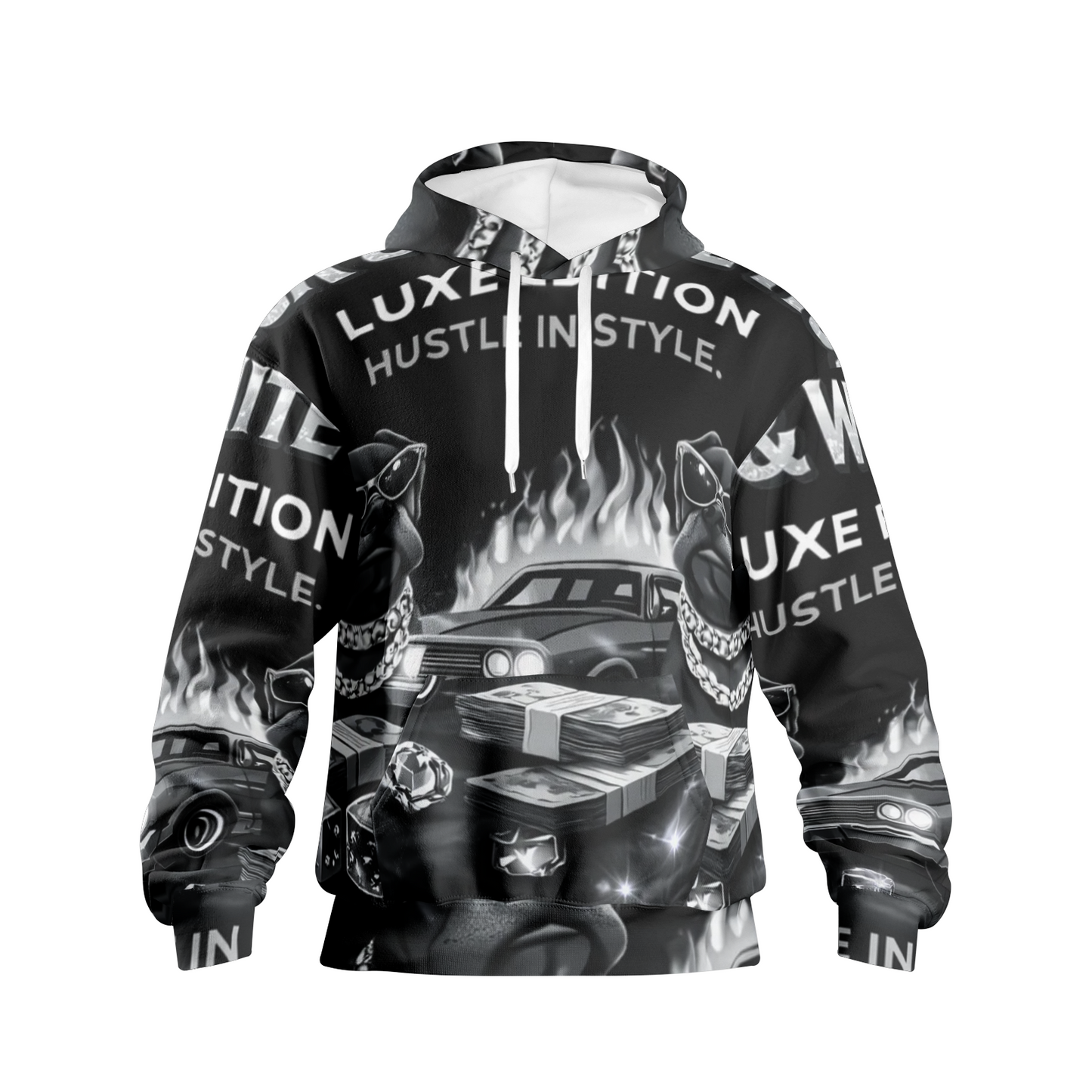 BOBOS BLACK AND WHITE HUSTLE Hoodies