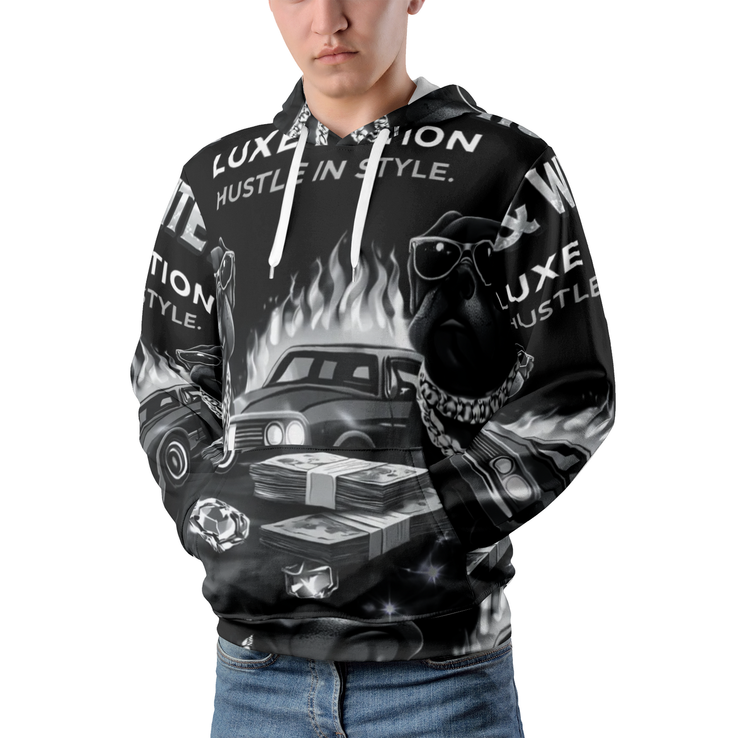 BOBOS BLACK AND WHITE HUSTLE Hoodies