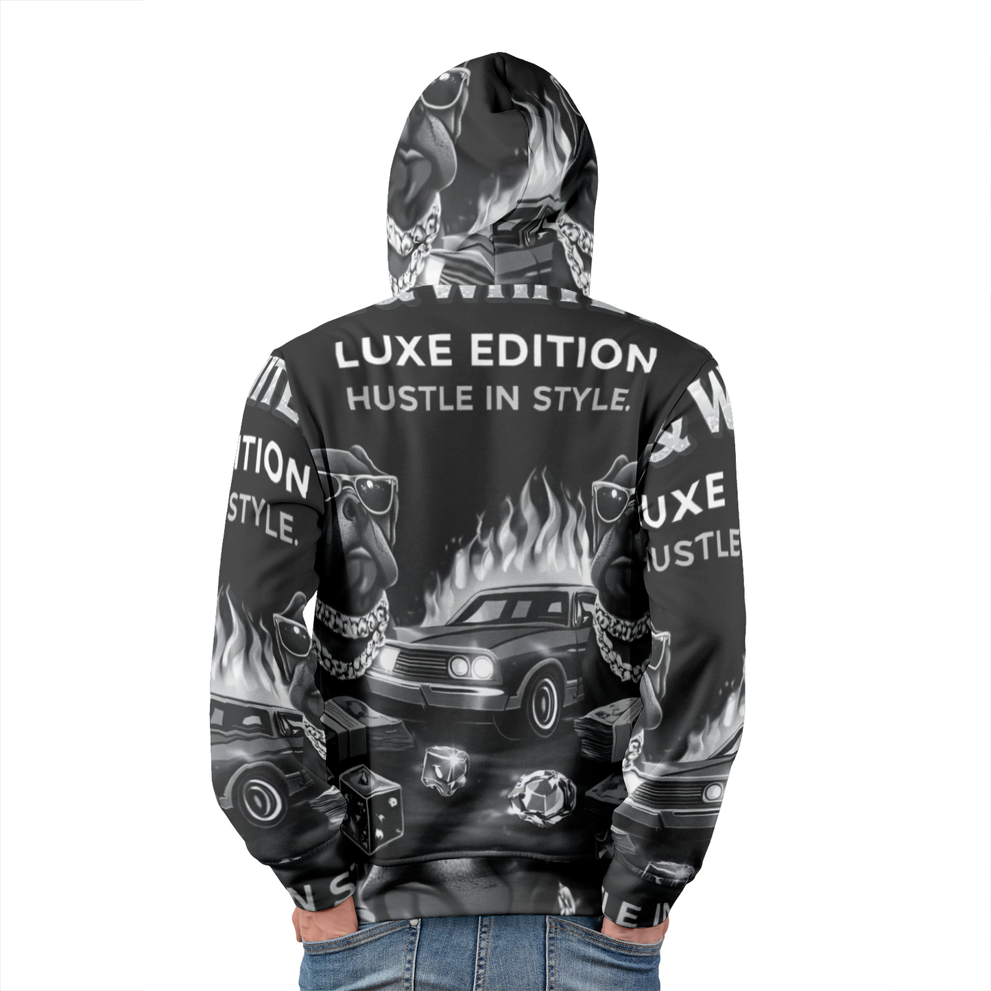 BOBOS BLACK AND WHITE HUSTLE Hoodies