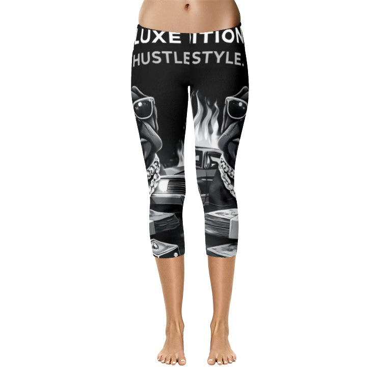 BOBOS BLACK AND WHITE HUSTLE Capri Leggings