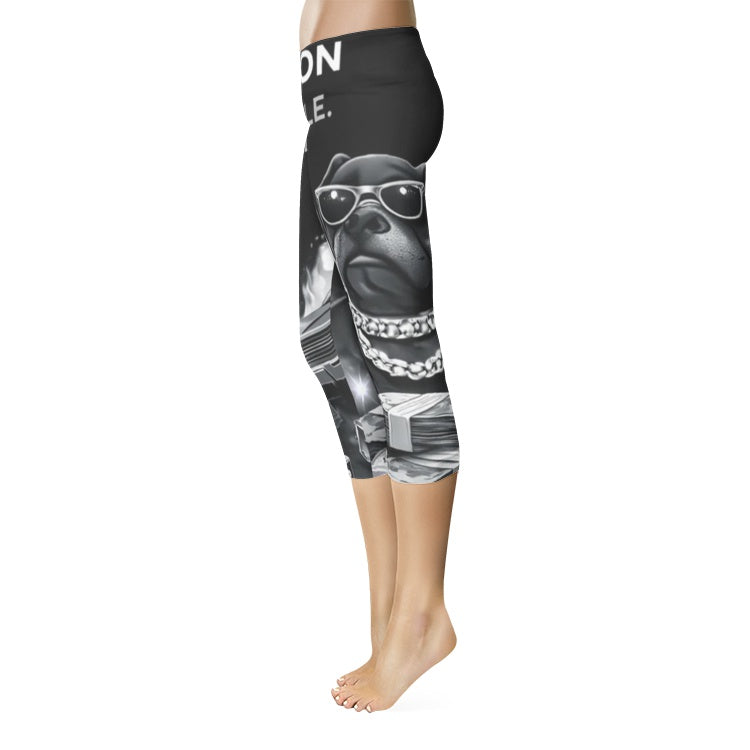 BOBOS BLACK AND WHITE HUSTLE Capri Leggings