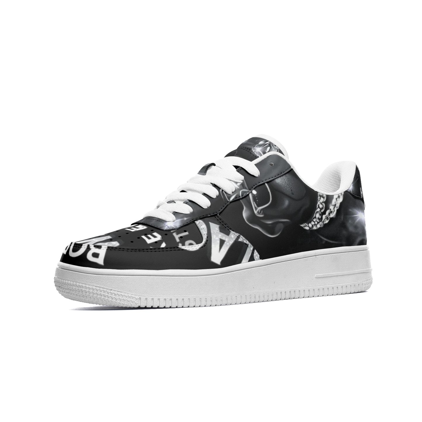 BOBOS BLACK AND WHITE HUSTLE LOW Top Leather Sneakers