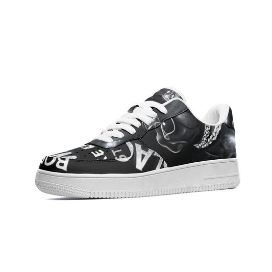 BOBOS BLACK AND WHITE HUSTLE LOW Top Leather Sneakers