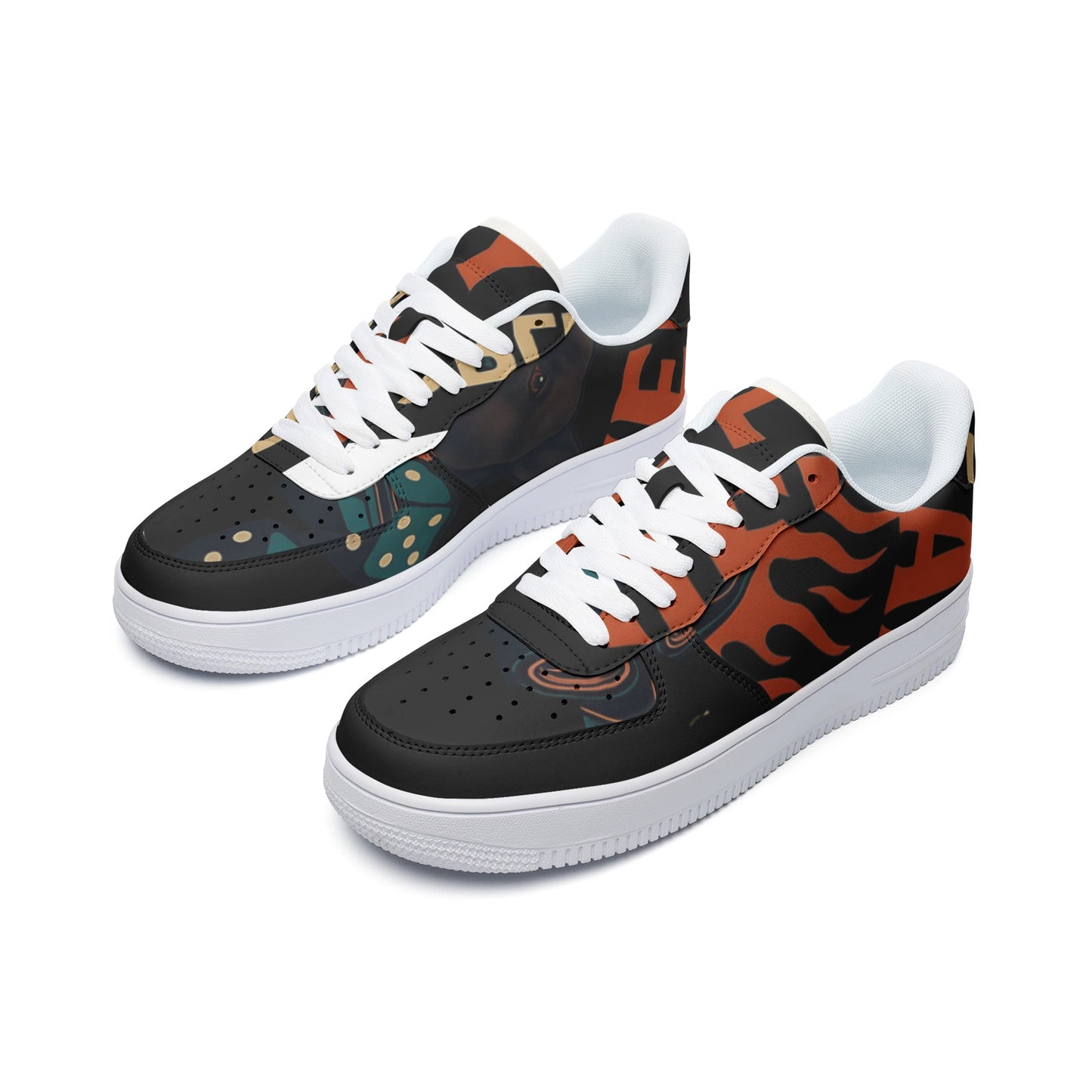 BOBOS HELL Yeah FIRE Low Top Leather Sneakers